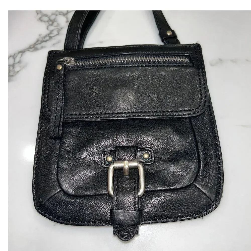 Banana Republic Black Swingpak Soft Lambskin Crossbody Bag Mini - Picture 2 of 10
